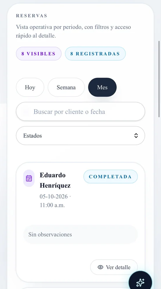 Reservas en móvil